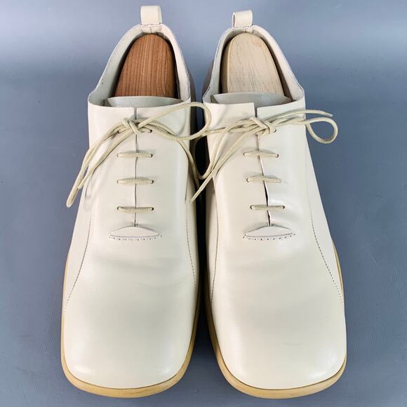 CoSTUME NATIONAL Size 10 Beige Leather Square Toe Oxford Lace-Up Shoes main image 9